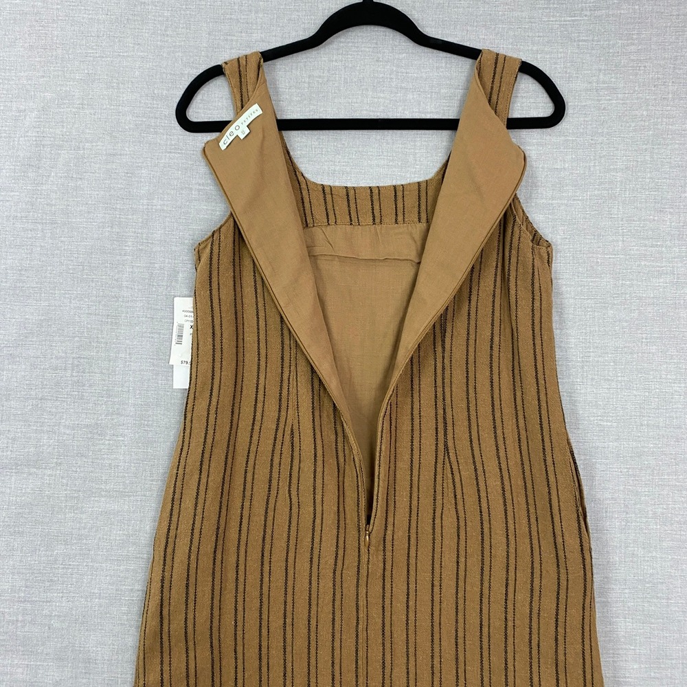 Cleo Petites Shift Dress Brown Striped Sleeveless Square Neck XS NEW with tags - Picture 3 of 8